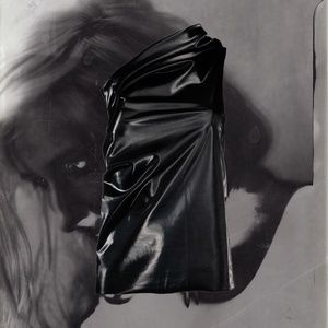 Rick Owens Lillies black latex draped shoulder top